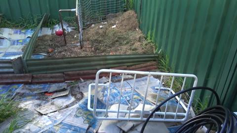 Veggie patch is coming along slowly. Husky & Malamute nee...