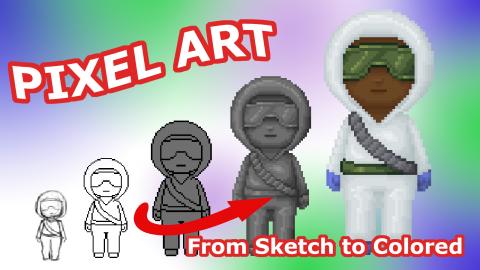 Pixel Art - Sketch to complete - Photoshop Speed Paint 