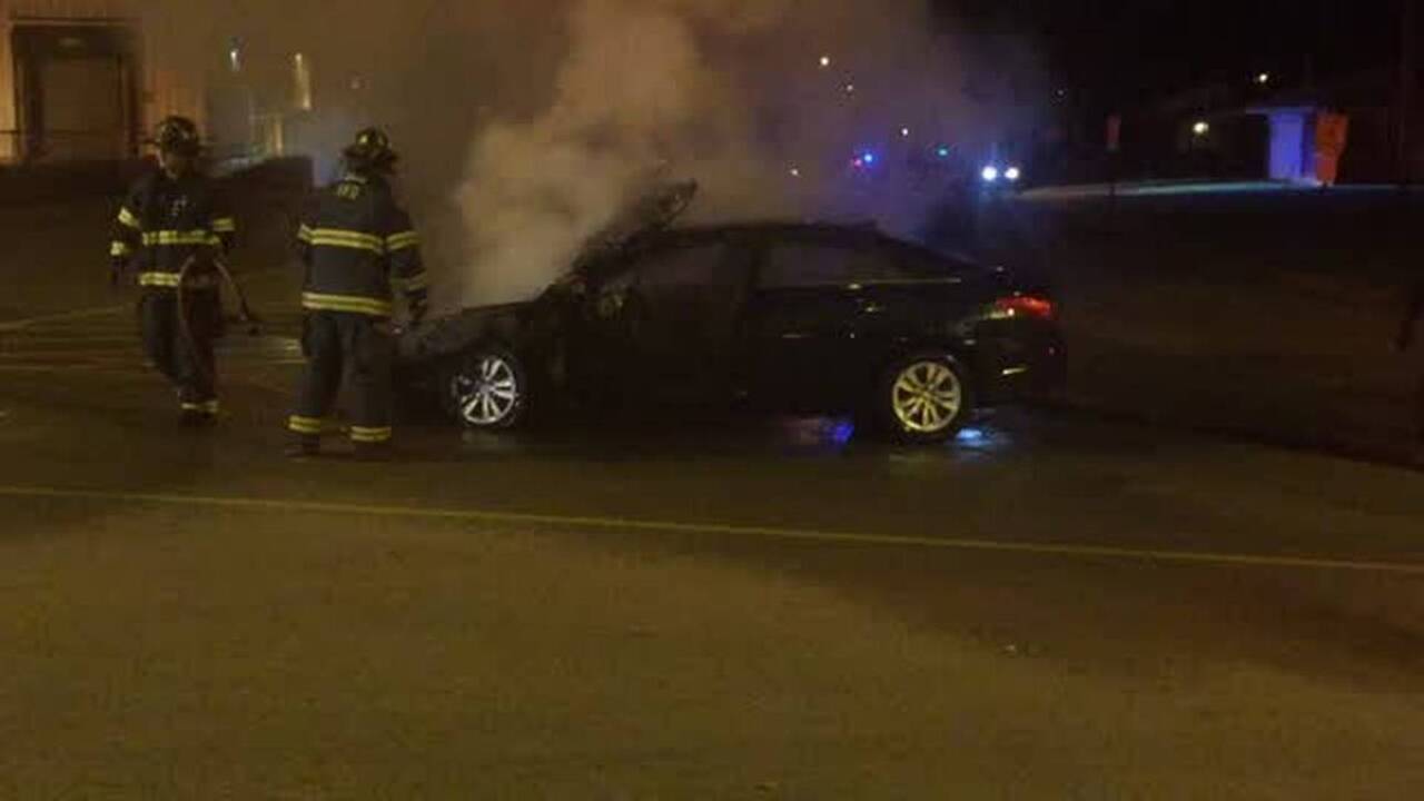 Car catches fire at Ruler Foods grocery in Belleville, Illinois