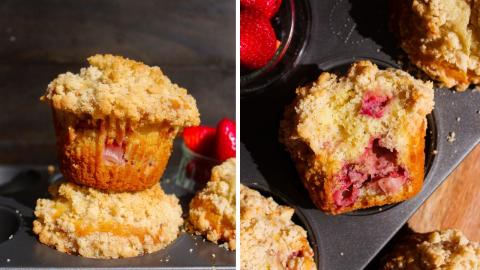 Baking Jumbo Strawberry Muffins #Baking #Shorts