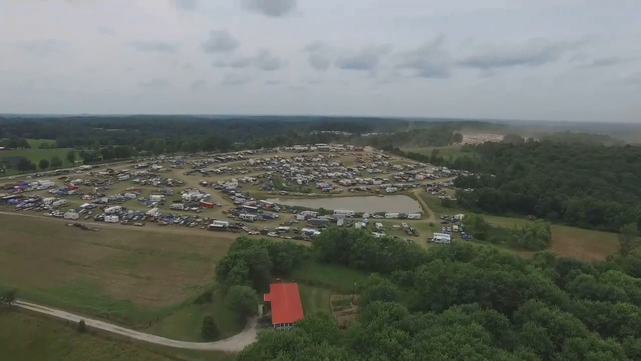 Drone video shows large crowds for 'Redneck Rave' in Kentucky