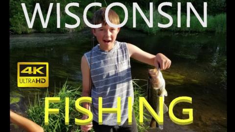 WISCONSIN FISHING WITH KIDS CAUGHT BASS TROUT B...