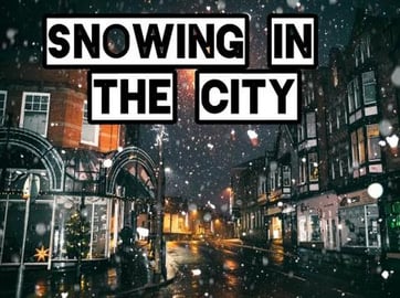 snowing in the city