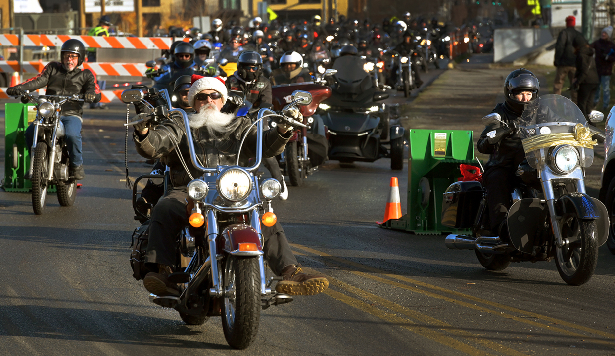 Santa's reindeers get a breather as thousands of motorcycles deliver