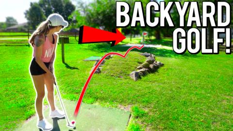 Playing Real Golf at an Insane Backyard Homemade Mini Gol...