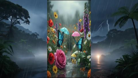 Butterfly's Family in Heavy Rain 