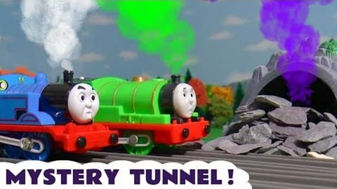 Thomas & Friends Mystery Tunnel Prank with Colored Toy Tr...