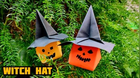 Origami Witch Hat | Halloween Origami | Origami tutorial ...