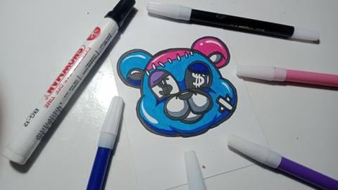 Drawing Dollar-Eyed Bear Pirate Graffiti Character