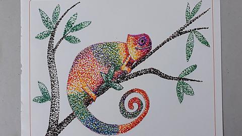 Stippling Art - Chameleon | Tutorial | Sumana's Artwork