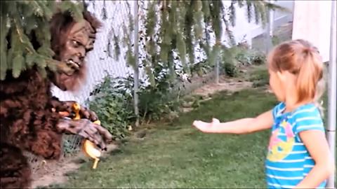 Golden Retriever Dogs & Friend Get A Visit From Big Foot!...