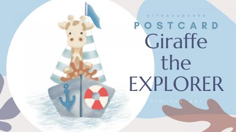 Giraffe Nautical Sailboat Postcard Digital Art for Beginn...
