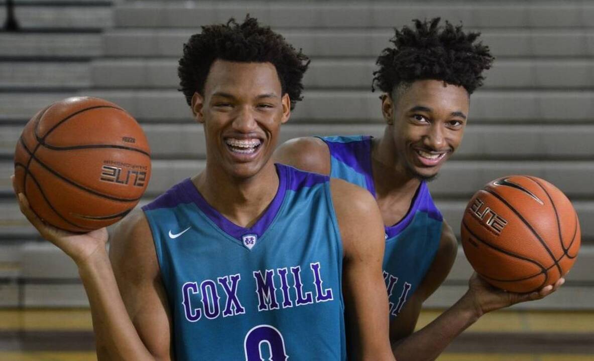 Wendell Moore Jr 0 Cox Mill High School Chargers Black Basketball Jersey 2  — BORIZ