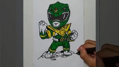 drawing green chibi ranger
