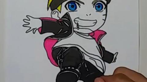 Drawing chibi anime boruto colour