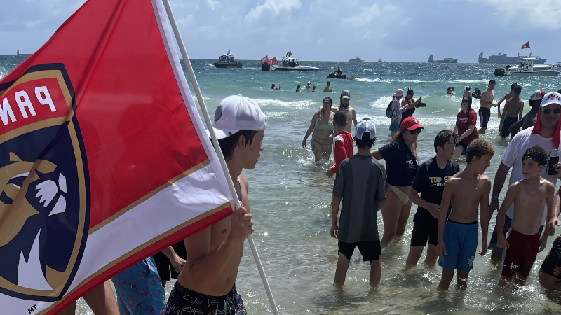 Florida Panthers fans celebrate ahead of championship parade