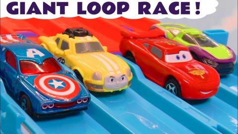 Disney Cars Lightning McQueen in Hot Wheels GIANT Loop Ra...