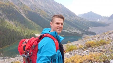 Hiking Consolation Lakes in Banff National Park, Alberta,...