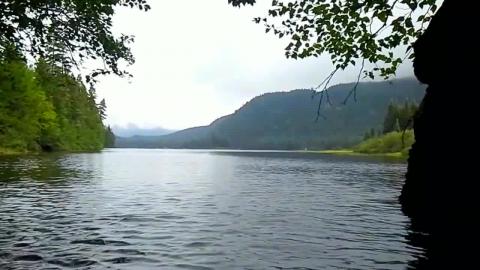 Kayaking on a lake in the Mountains of Quebec. Lac Monroe...