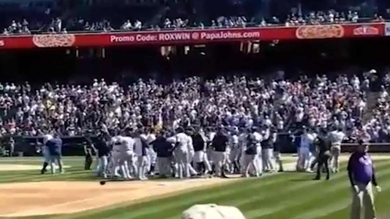 Video of RockiesPadres benchclearing brawl Kansas City Star