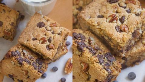 Dark Chocolate Pecan Cookie Bars | SweetTreats