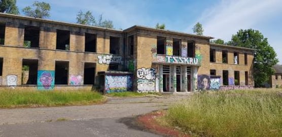 POV CLIMBING ROOF OF ABANDONED WW2 BASE...