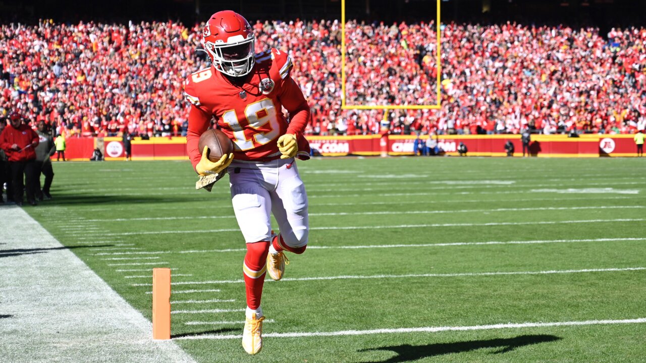 Kansas City Chiefs running back Isiah Pacheco yells to the crowd during the  first half of an NFL football game against the Tennessee Titans, Sunday,  Nov. 6, 2022 in Kansas City, Mo. (