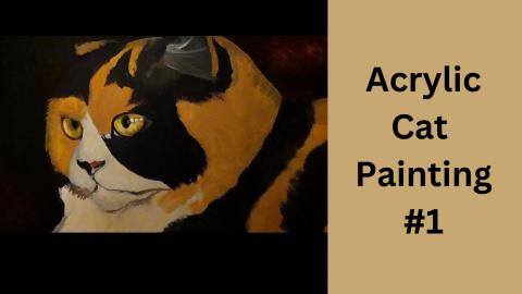 Calico Cat Acrylic Painting on Canvas