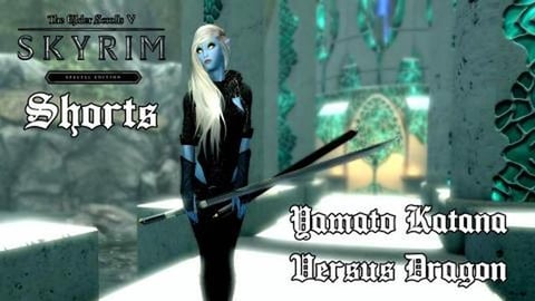 Yamato Katana Vs. Dragon - TES V: Skyrim SE #shorts
