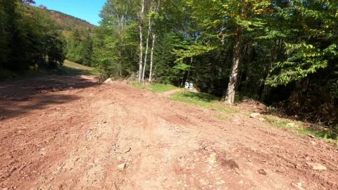 Riding Slalom Trail at Snowshoe Mountain Bike Park