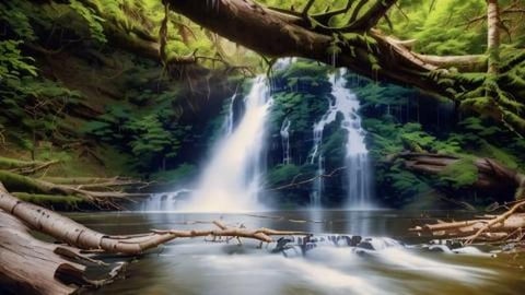 15 Minutes of Relaxing Music with Beautiful Waterfalls cr...