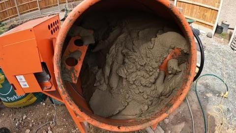 Cement mixer in action!