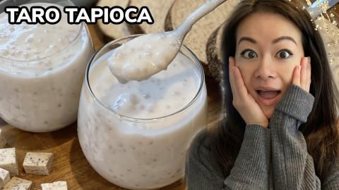 Taro Tapioca or Taro Sago Dessert Recipe with Coconut Mil...