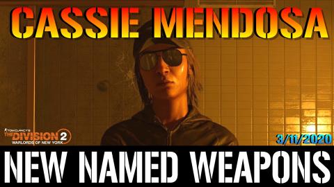 The Division 2: Cassie Mendoza VENDOR RESET! NEW Named We...