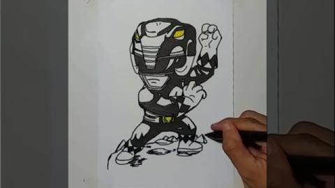 drawing chibi black ranger