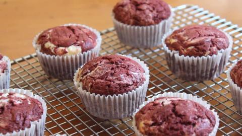 Red Velvet Cream Cheese Swirled Muffins | SweetTreats