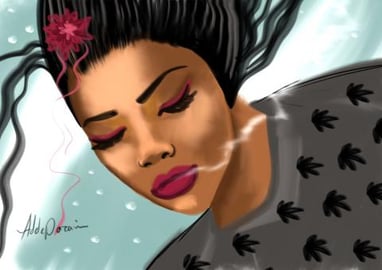 Digital Painting Girl and Pink Flower in photoshop , Spee...