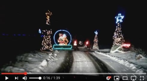 Driving through the Christmas Museum of Light in a Snow S...