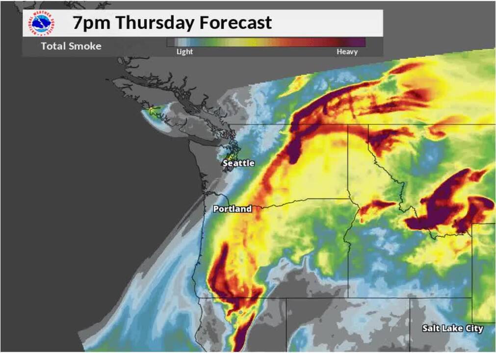 Weather forecast shows continued improvement for smoky skies across the Pacific Northwest