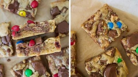 Baking Halloween Candy Cookie Bars