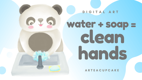 Fun Easy Panda "Wash Your Hands" Reminder Digital Art for...