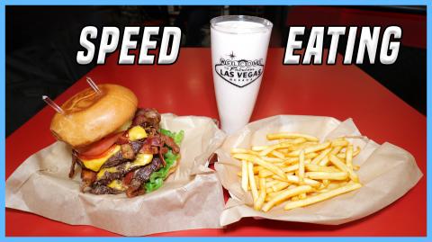 Quadruple Bacon Cheeseburger Speed Eating Challenge in La...