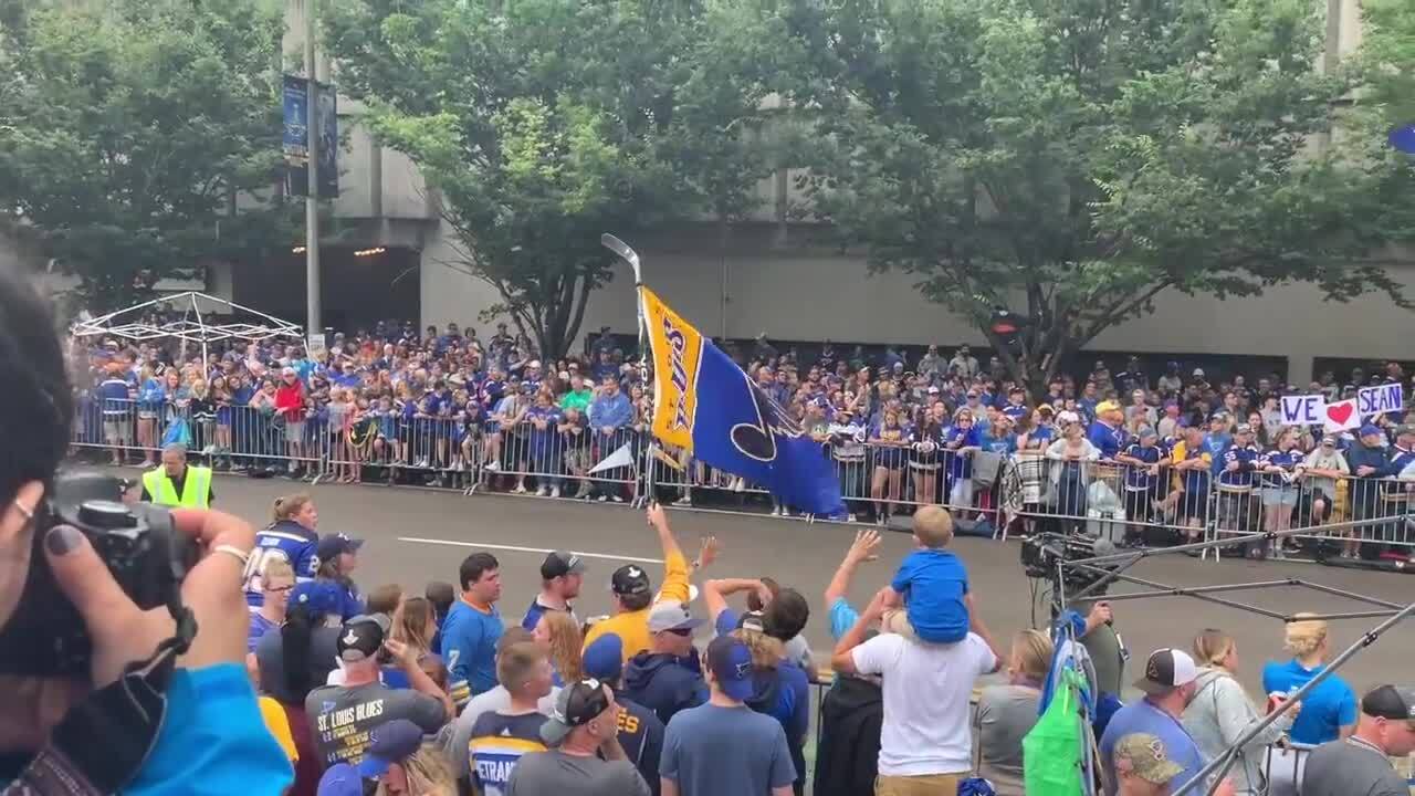 The champion Blues brought Lord Stanley's Cup to Busch Stadium - A