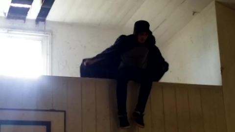 JUMPING ONTO CRASH MAT FOUND IN ABANDONED GYM - wearing C...