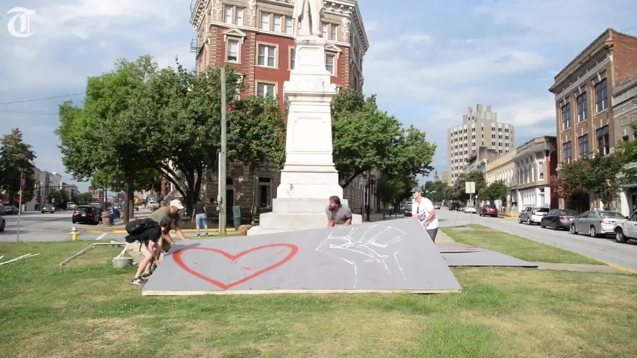 Macon artists create #BlockTheHate mural for Confederate statue | Macon ...