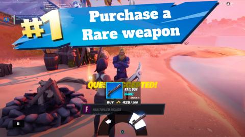 Purchase a Weapon of Rare Rarity or higher from a charact...