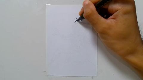 Drawing graffiti zombie grandpa running