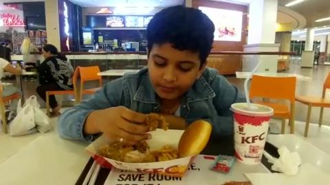 CUTE KID EATING HIS LOVED FOOD !! VERY LIKLY EATING !! JU...