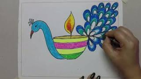 Peacock Diya Drawing | Tutorial | Sumana's Artwork