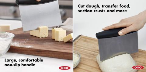 Sectioning crusts, scraping baking sheets